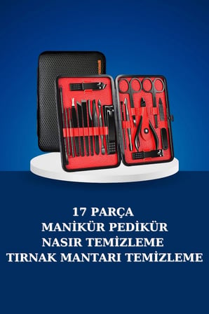 Nevamel 17 Parça Manikür Seti Taşınabilir Özel Çantalı El ve Ayak Bakımı Tırnak Batığı Temizleme