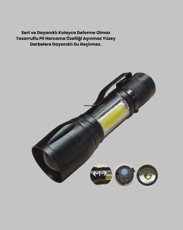Nevamel® Ultra Dayanıklı 4 Mod Şarjlı Işıldak | Suya ve Darbeye Dayanıklı | 100.000 Saat LED Ömrü