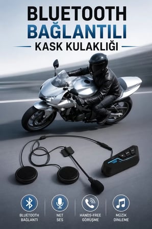 Nevamel® Kask Kulaklığı Motosiklet Intercom Interkom Dinleme Konuşma Özellikli Su Geçirmez