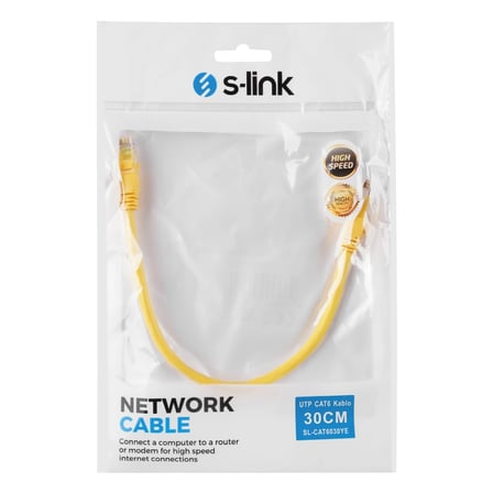 Nevamel® S-LINK SL-CAT6030YE CAT6 Patch 30CM Kablo (Sarı)(1923)