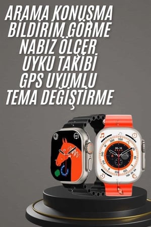 Nevamel® Yeni Model Akıllı Saat Ultra Smart Watch Gümüş Kasa 45mm Titreşim