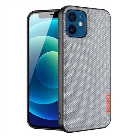 Nevamel Dux Ducis Fino Serisi iPhone 12 -12 Pro 6.1inç Kılıf Premium Dokuma Silikon Kılıf-(5775)