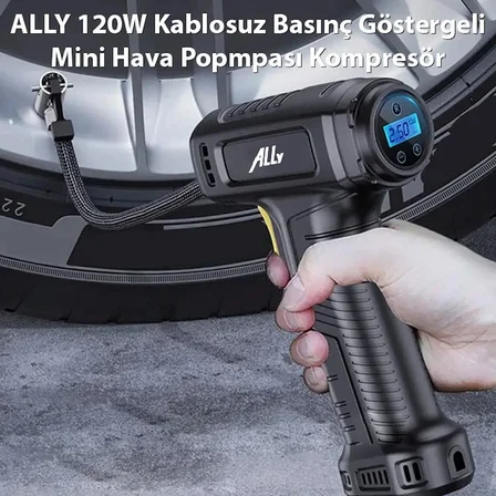 Nevamel ALLY 120W Kablosuz Basınç Göstergeli Mini Hava Pompası KompresörST-5007C-(5775)