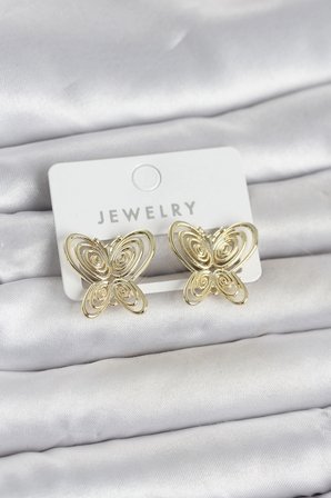 Nevamel® Füsun Küpesi Model Gold Renk Kelebek Model Pirinç Kadın Küpe 5886