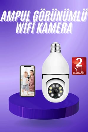 Nevamel® Güvenlik Kamerası Wi-Fi Özellikli 360 Derece Full Hd 1080p Ampül Kamera