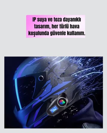 Nevamel® Su Geçirmez Bluetooth 5.3 Kask Kulaklığı 1000mAh Bataryalı