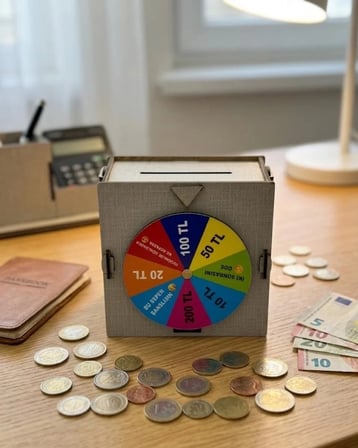 Nevamel® Çarkıfelek Oyunlu Ahşap Kumbara