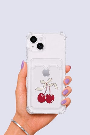 Nevamel® iPhone 13 Kartlıklı Kiraz Desenli Kılıf