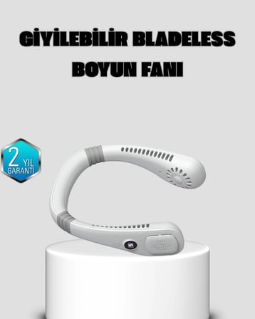 Nevamel® Kablosuz Giyilebilir Boyun Fanı Çift Motorlu ve 5 Kademeli Hız Kontrolü