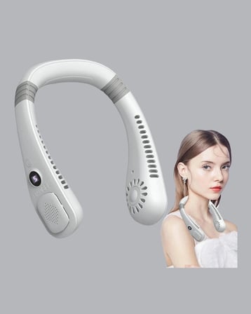 Nevamel® Kablosuz Giyilebilir Boyun Fanı Çift Motorlu ve 5 Kademeli Hız Kontrolü