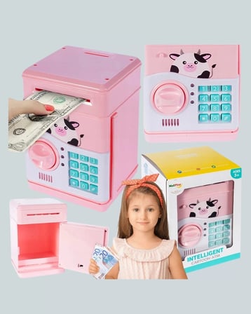 Nevamel® Pembe ATM Kasa Görünümlü Elektronik Şifreli Çocuk Kumbarası