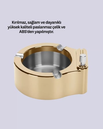 Nevamel® Çakmaklı Küllük Paslanmaz Metal Dayanıklı Tasarım Yeni Nesil