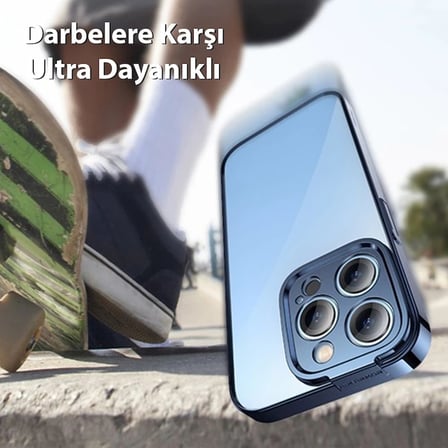 Nevamel Baseus Glitter iPhone 14 Pro Max 6.7 Renkli Kenar Silikon Kılıf + Tempered Ekran Koruyucu Set-(5775)