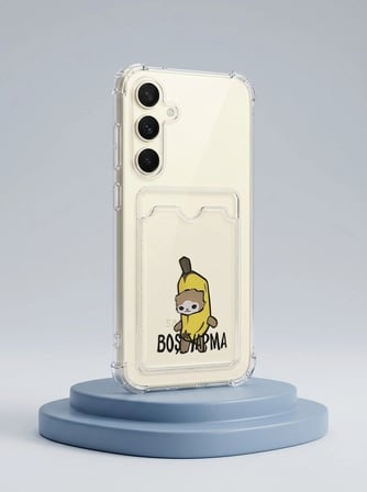 Nevamel® Samsung Galaxy S24 FE Boş Yapma Muz Detaylı Kart Bölmeli Şeffaf Telefon Kılıfı