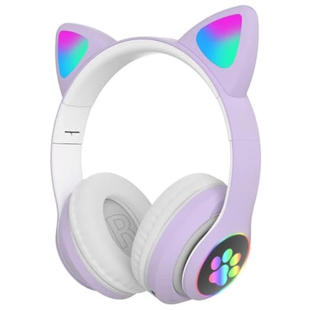 Nevamel® ALLY 23M Kedi Kulak Kulaküstü Bluetooth 5.0 Kablosuz Kulaklık Led Işıklı-(5775)