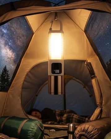 Nevamel® LED Kamp Lambası USB Şarjlı 500 Lümen Parlaklık Güç Göstergeli Taşınabilir Fener