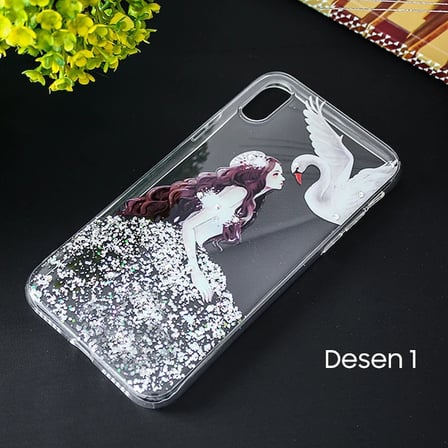 Nevamel İphone X Xs 3d Diamond Elbise Şeffaf Silikon Kılıf-(5775)