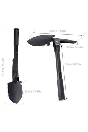 Nevamel® Pusulalı Katlanabilen Portatif Çantalı Mini Kazma Kürek Seti