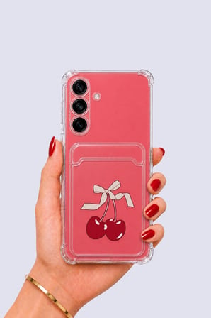 Nevamel® Samsung Galaxy S25 Kartlıklı Kiraz Desenli Kılıf