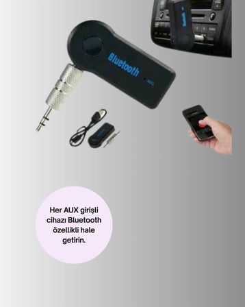 Nevamel Araç İçi Bluetooth AUX Adaptörü ve Telefon Görüşme Cihazı
