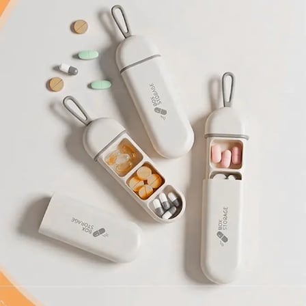 Nevamel® EZERE Taşınabilir 3 Bölmeli Nem Geçirmez Mini Hapİlaç Saklama Kutusu - BPA İçermez-(5775)