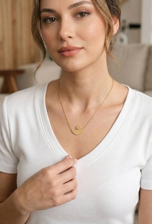 Nevamel® 316L Çelik Gold Renk Zincir Kuğu Model Kadın Kolye 5886