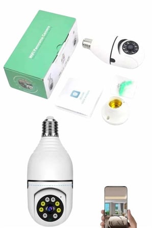 Nevamel® Güvenlik Kamerası Wi-Fi Özellikli 360 Derece Full Hd 1080p Ampül Kamera