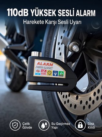 Nevamel® Yüksek Sesli 110dB Çelik Disk Kilidi Su Geçirmez Yeni Nesil