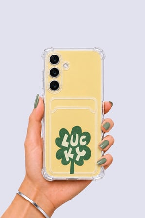 Nevamel® Samsung Galaxy S24 FE Kartlıklı Lucky Yonca Desenli Kılıf