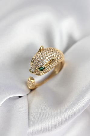 Nevamel® Jaguar Model Gold Renk Zirkon Taşlı Kadın Yüzük 5886