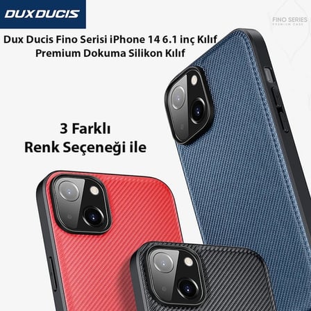 Nevamel Dux Ducis Fino Serisi iPhone 14 6.1 inç Kılıf Premium Dokuma Silikon Kılıf-(5775)
