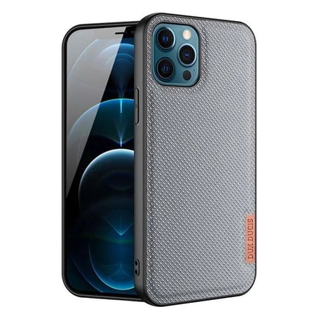 Nevamel Dux Ducis Fino Serisi iPhone 12 Pro Max Kılıf Premium Dokuma Silikon Kılıf-(5775)