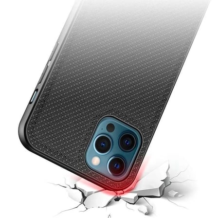 Nevamel Dux Ducis Fino Serisi iPhone 12 Pro Max Kılıf Premium Dokuma Silikon Kılıf-(5775)