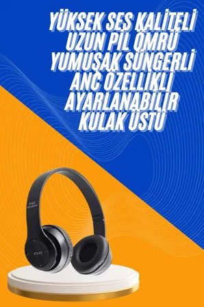 Nevamel® Wireless 5.0 Bluetooth Kablosuz Kulaklık ANC Özellikli Kulak Üstü Ayarlanabilir