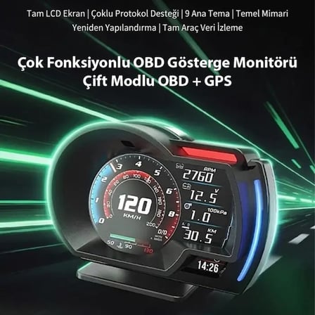 Nevamel® Ally A520 OBD2 + GPS Head Up Display HUD Dijital Hız Göstergesi RPM & Sıcaklık & Basınç Takip Hız Alarmı-(5775)