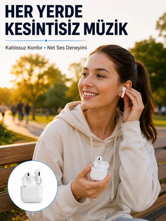 Nevamel® Bluetooth Kulaklık Beyaz Çağrı Cevaplama Dokunmatik Kontrol Kablosuz Yeni Nesil
