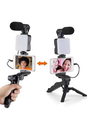 Nevamel Telefon Tutucu Mikrofonlu Işıklı Youtuber Video Kayıt