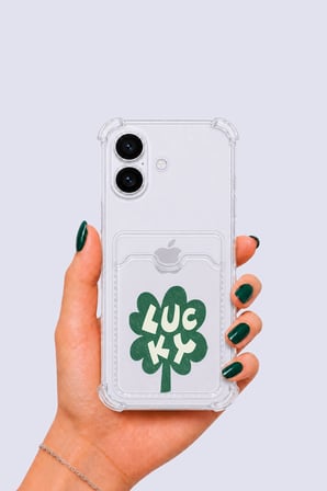 Nevamel® iPhone 17 Kartlıklı Lucky Yonca Desenli Kılıf