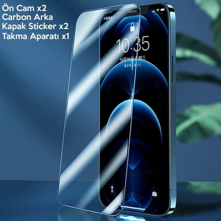 Nevamel GOR İPhone 12 Pro Max 6.7 Best Full Tempered Cam Ekran Koruyucu 2Adet+Takma Aparatı-(5775)