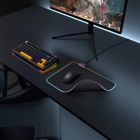 Nevamel® Rampage MP-21 PULSAR M RGB 252x328x3mm RGB Led Gaming MOUSE PAD (Siyah)(1923)