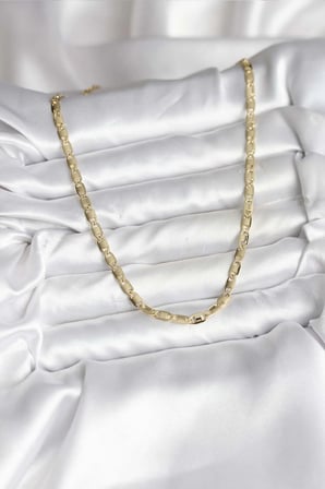 Nevamel® 14K Gold Renk Kaplama Plaka Ezme Model Zincirli CM Kadın Kolye 5886