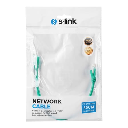 Nevamel® S-LINK SL-CAT6030GR CAT6 Patch 30CM Kablo (Yeşil)(1923)