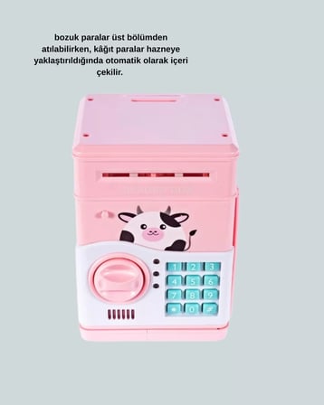 Nevamel® Pembe Şifreli Eğitici ATM Kasa Çocuk Kumbarası