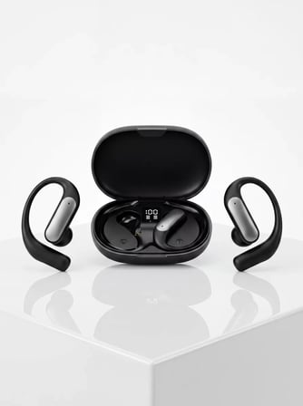 Nevamel® Kulak Kancalı Kablosuz Bluetooth Kulaklık Dijital Göstergeli Şarj Kutulu