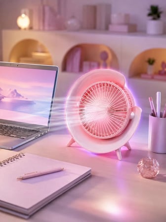 Nevamel® 3 Hız Ayarlı USB Şarjlı RGB Masa Fanı