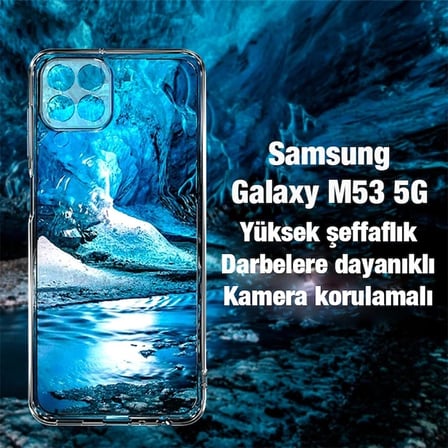 Nevamel Ally SM Galaxy M53 Kılıf Kamera Korumalı Ultra İnce Şeffaf Silikon Kılıf-(5775)