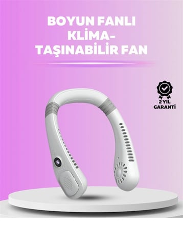 Nevamel® Giyilebilir Bladeless Boyun Fanı | 360° Serinlik 5 Kademe Rüzgar USB Şarjlı Sessiz Mini Klima