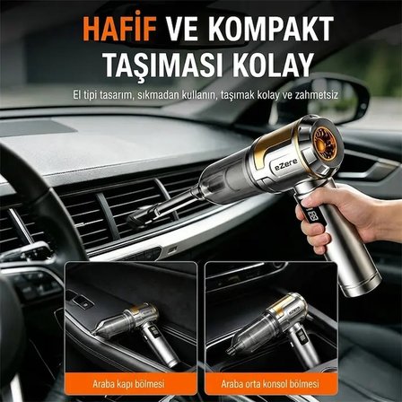 Nevamel® EZERE Nanovac 22000pa Güçlü Portatif Vakumlu Kablosuz Üflemeli Mini Araç Süpürgesi-(5775)