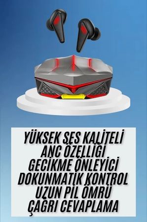 Nevamel® Dokunmatik Kontrol Tws Işıklı Kulakiçi Bluetooth Kulaklık Kablosuz Oyuncu Kulaklığı Yeni Nesil