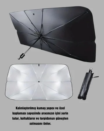 Nevamel® Ön Cam Güneşliği – Kalın Kumaş ve Cam Elyaf İskelet ile Maksimum UV Koruma